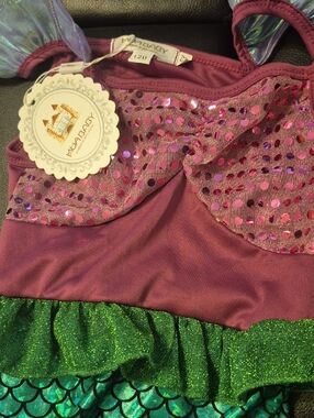 Muababy Purple & Green Sequin Mermaid Dress 4/5